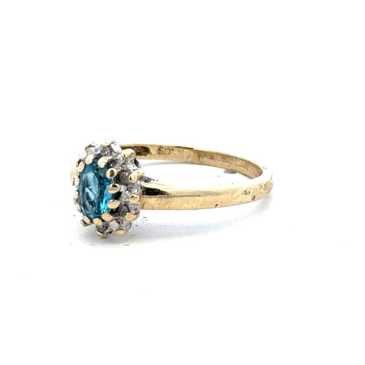 9ct yellow gold diamond ring in size M with sparkling diamonds, showcasing a elegant and classic design.
