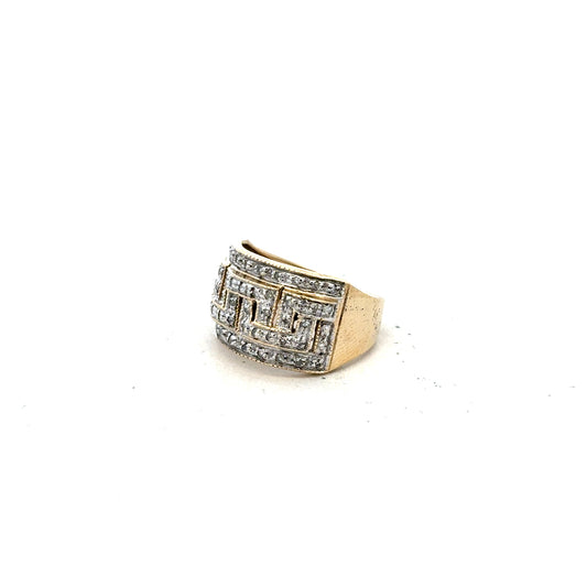 9ct yellow gold diamond ring in size M with sparkling diamonds, featuring a classic design and a polished gold band.