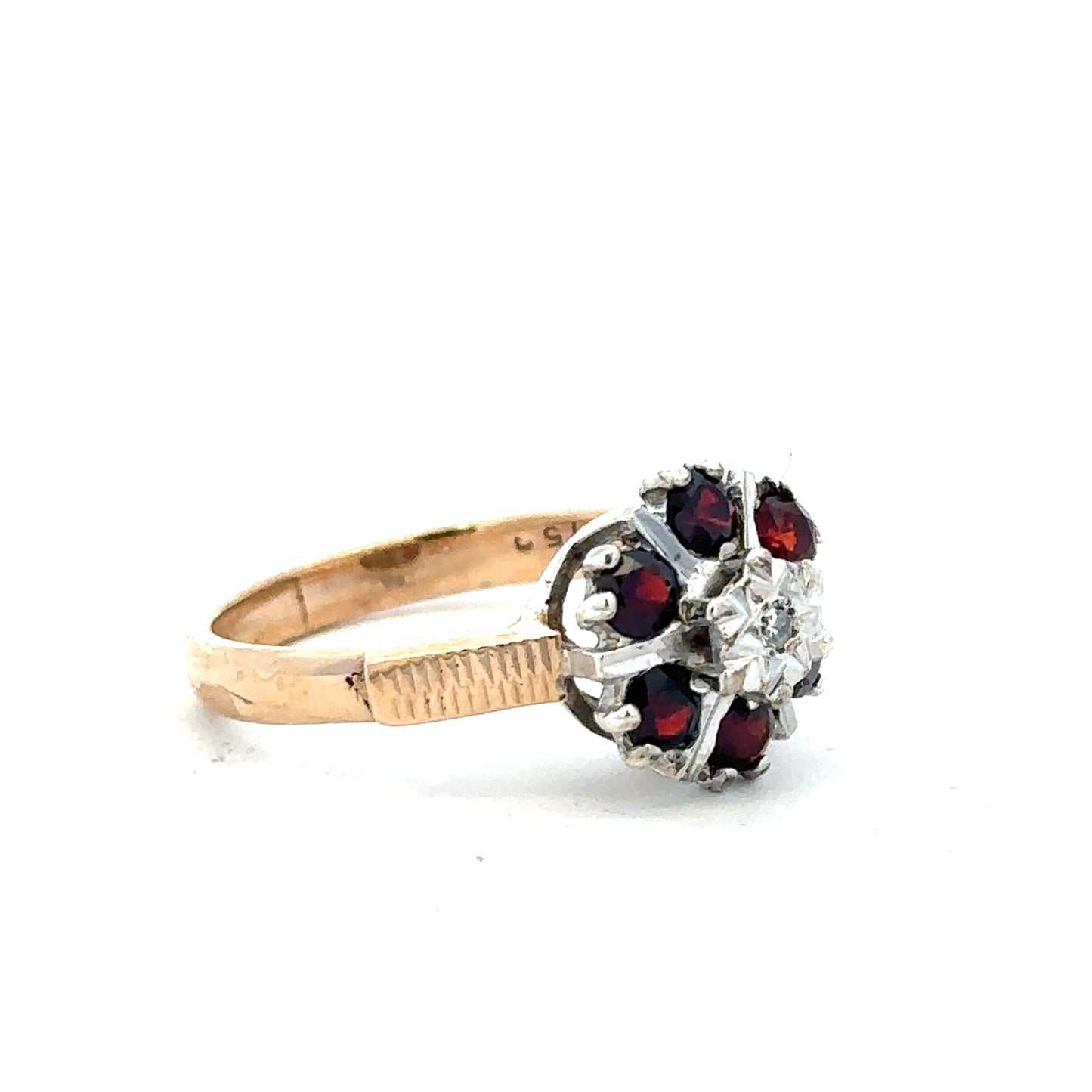 9ct yellow gold diamond ring in size M1/2 featuring a sparkling diamond, displayed on a neutral background.