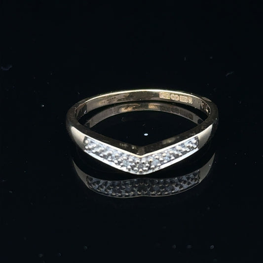 9ct yellow gold diamond ring in size P, featuring a sparkling diamond setting and a classic band design.