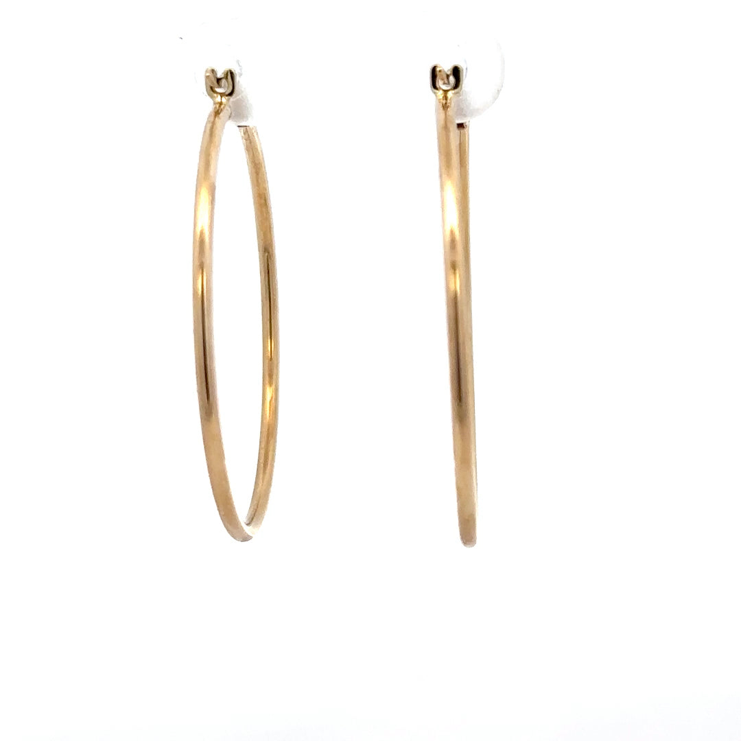 9ct yellow gold hoop earrings, 1.1g, unbranded, classic round design with polished finish, perfect for everyday wear