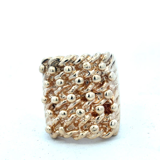9ct yellow gold keeper ring with a polished finish, weight 61.1g, featuring a classic design and secure band.