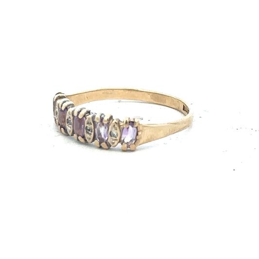 9ct yellow gold ring size K1/2 with a smooth band, displayed on a white background, unbranded jewelry.