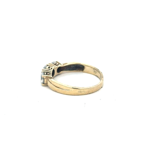 9ct yellow gold ring in size O1/2 with a simple band design, unbranded jewelry displayed on a plain background.