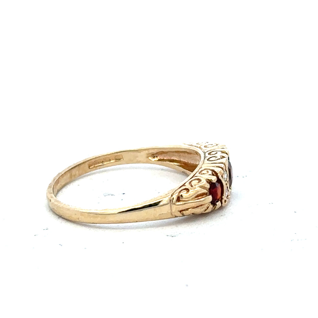9ct yellow gold ring size O1/2 with a smooth, polished band, unbranded jewelry showcasing classic gold craftsmanship.