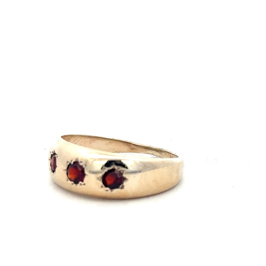 9ct yellow gold ring in size Q with a simple band design, unbranded jewelry piece.