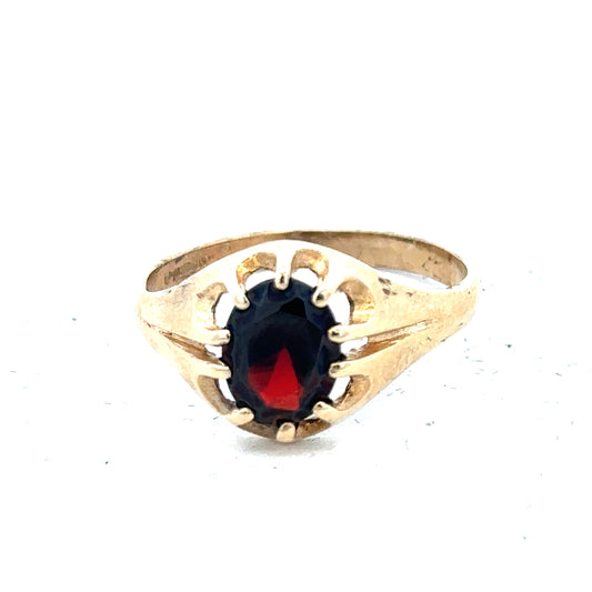 9ct yellow gold ring in size T, featuring a smooth band design, unbranded jewelry piece.