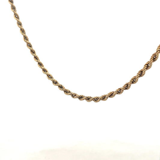 9ct yellow gold rope chain weighing 7g, featuring intricate braided design, ideal for everyday jewelry wear.