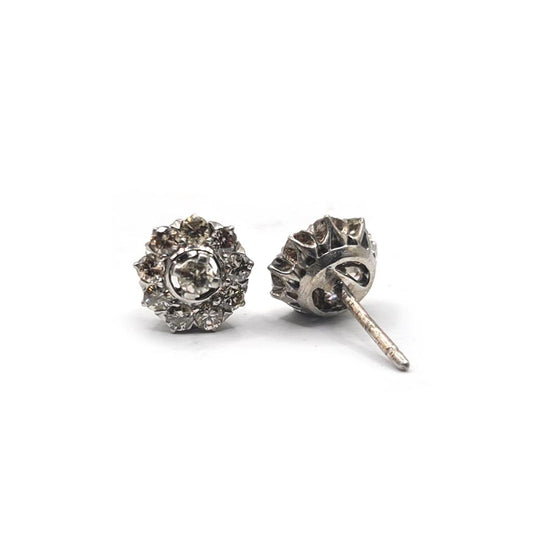 Platinum 1.40 carat diamond stud earrings with sparkling round diamonds set in a classic platinum setting.