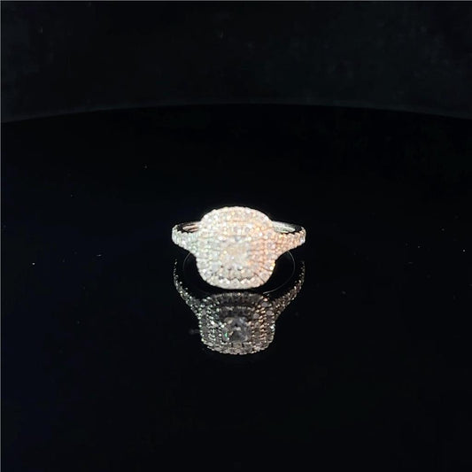 Platinum lab-grown diamond ring in size L with a sleek band and sparkling diamonds, showcasing elegance and craftsmanship.