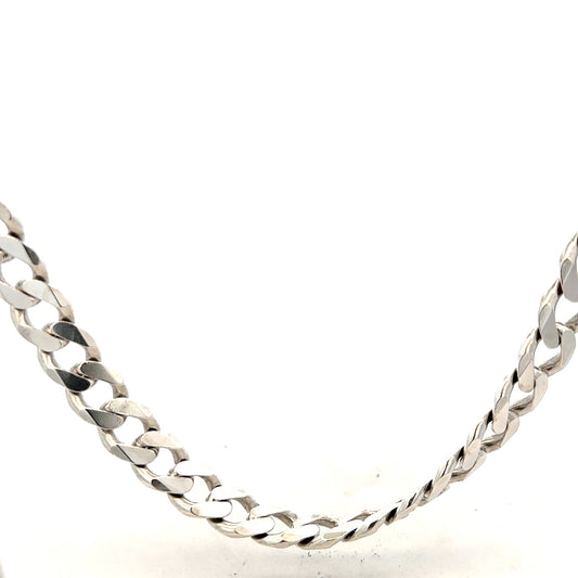 Silver curb chain weighing 91.8g, unbranded jewelry chain with a classic curb link design.
