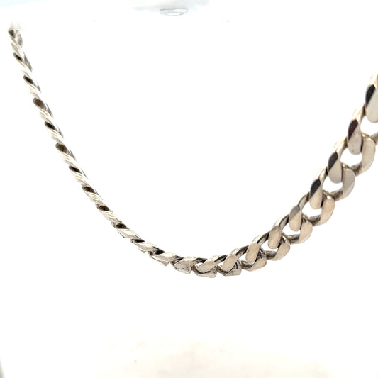 Silver curb chain weighing 96.3g, unbranded jewelry chain with a classic linked design, shown in a close-up image.