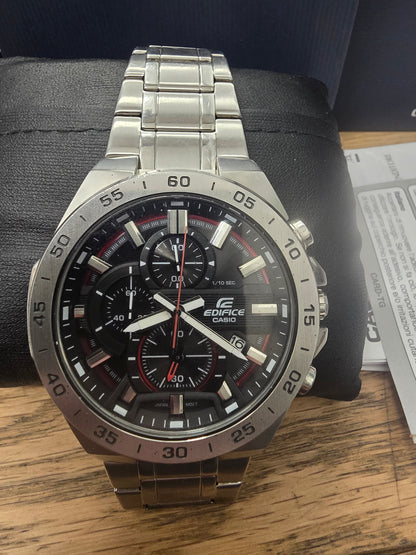 Casio Edifice Chronograph Men's Stainless Steel Watch Black Dial Date Quartz (sh25779l)