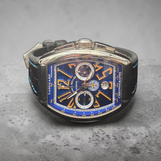 Franck Muller Vanguard V43 CC DT Blue Leicester City FC Edition steel watch with box and papers
