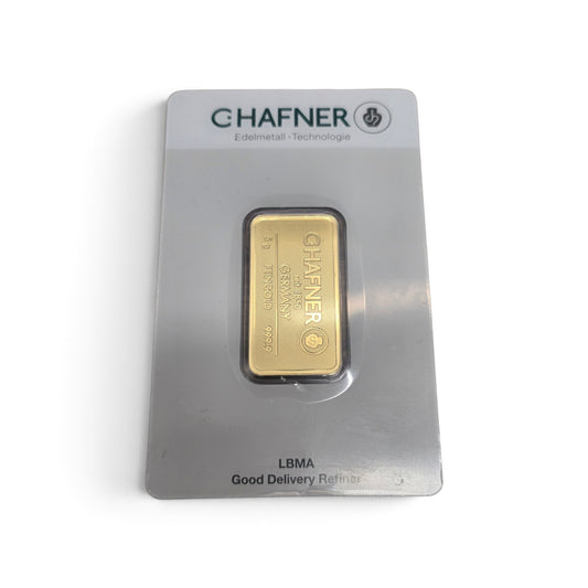 5g C. HAFNER Fine Gold Bar – 999.9 / 24ct Pure Gold in Sealed Assay Blister Packaging (LBMA Accredited Refiner)