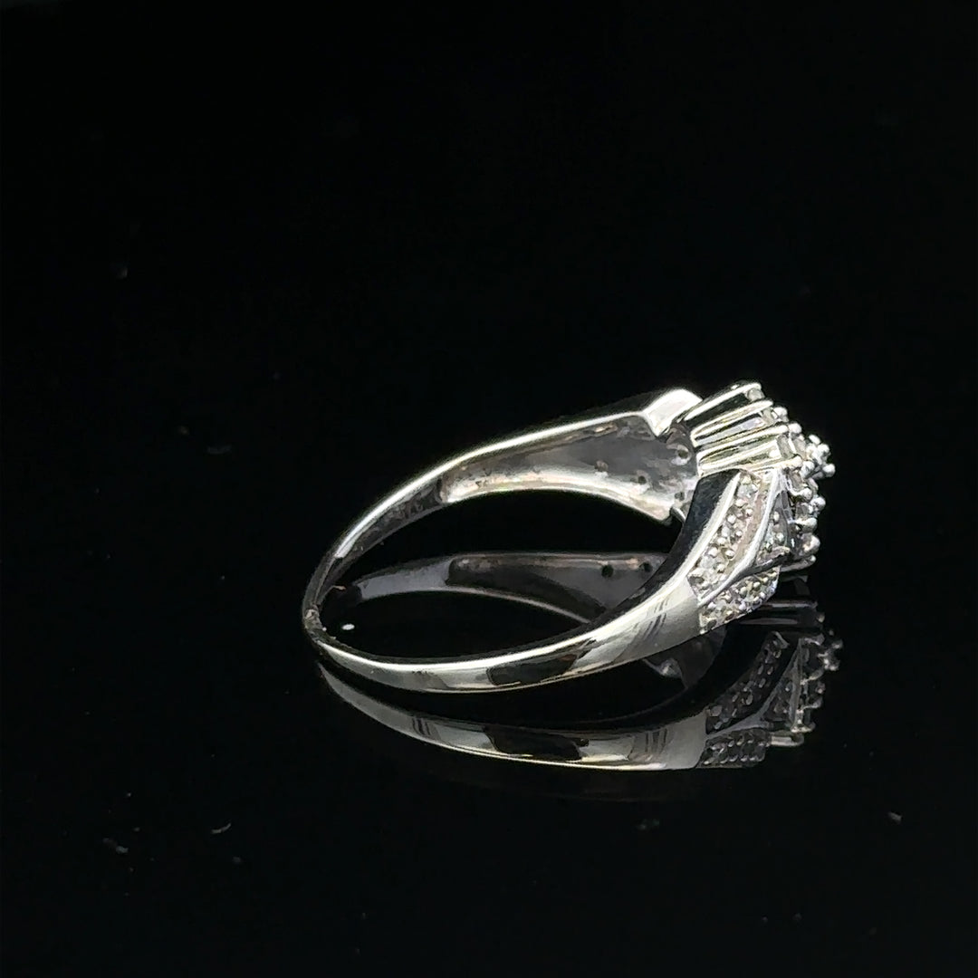 9ct white gold diamond ring, size M, 2.6g, showcasing a sparkling diamond setting on a sleek band.