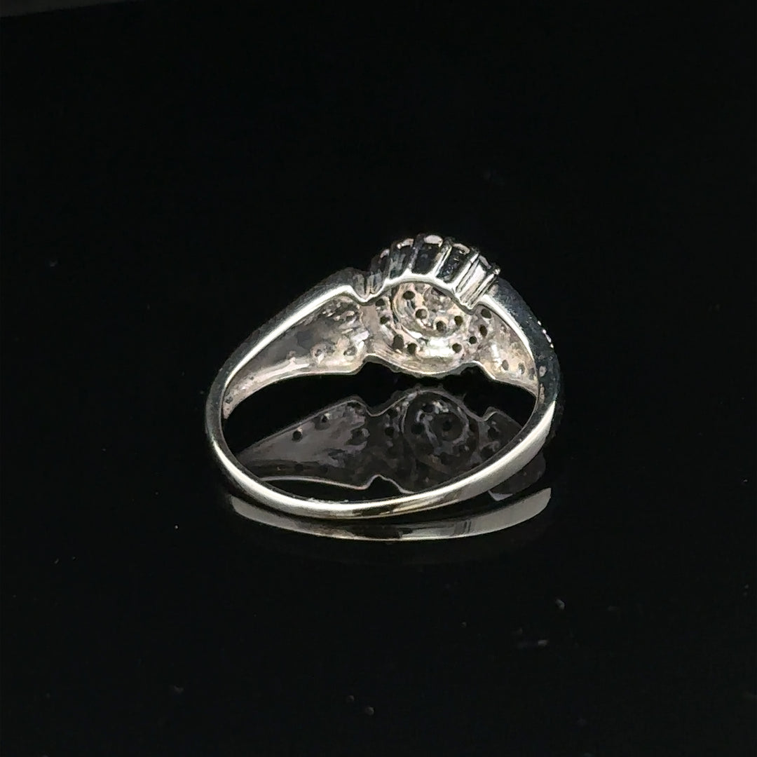9ct white gold diamond ring in size M with 2.6g weight, featuring a sparkling diamond setting and a sleek, elegant design.