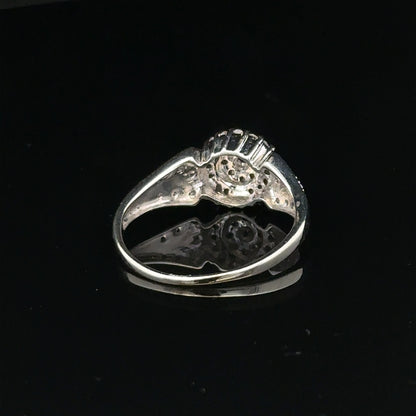 9ct white gold diamond ring in size M with 2.6g weight, featuring a sparkling diamond setting and a sleek, elegant design.