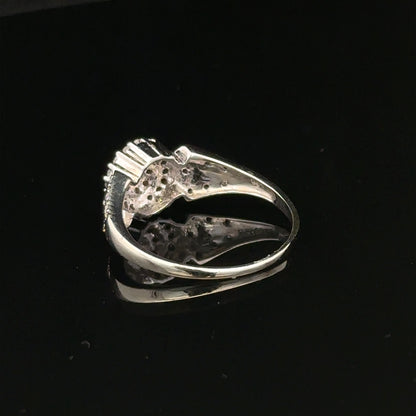 9ct white gold diamond ring with size M and 2.6g weight, featuring sparkling diamonds and a sleek, elegant design.
