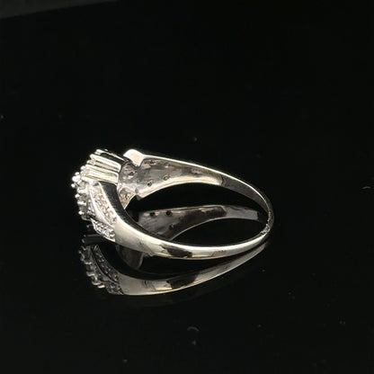 9ct white gold diamond ring in size M, featuring sparkling diamonds and weighing 2.6 grams.