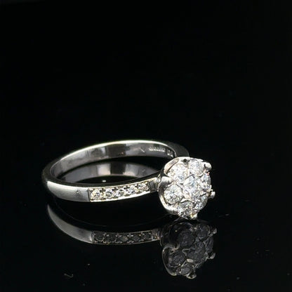 9ct white gold diamond ring in size M, showcasing a sparkling diamond setting and elegant design.