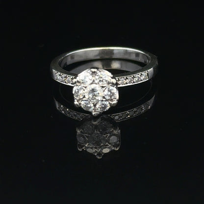 9ct white gold diamond ring in size M with 3.2g weight, featuring sparkling diamonds and a sleek, elegant design.