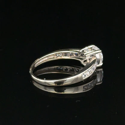 9ct white gold ring in size L 1/2, weighing 2g, showcasing a sleek, polished band with a smooth finish.