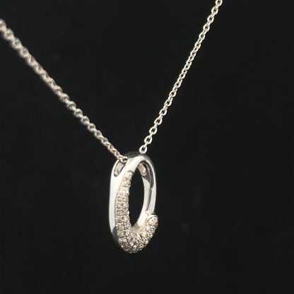 9ct white gold chain with a white gold and diamond pendant, showcasing elegant jewelry design and sparkling gemstone details.