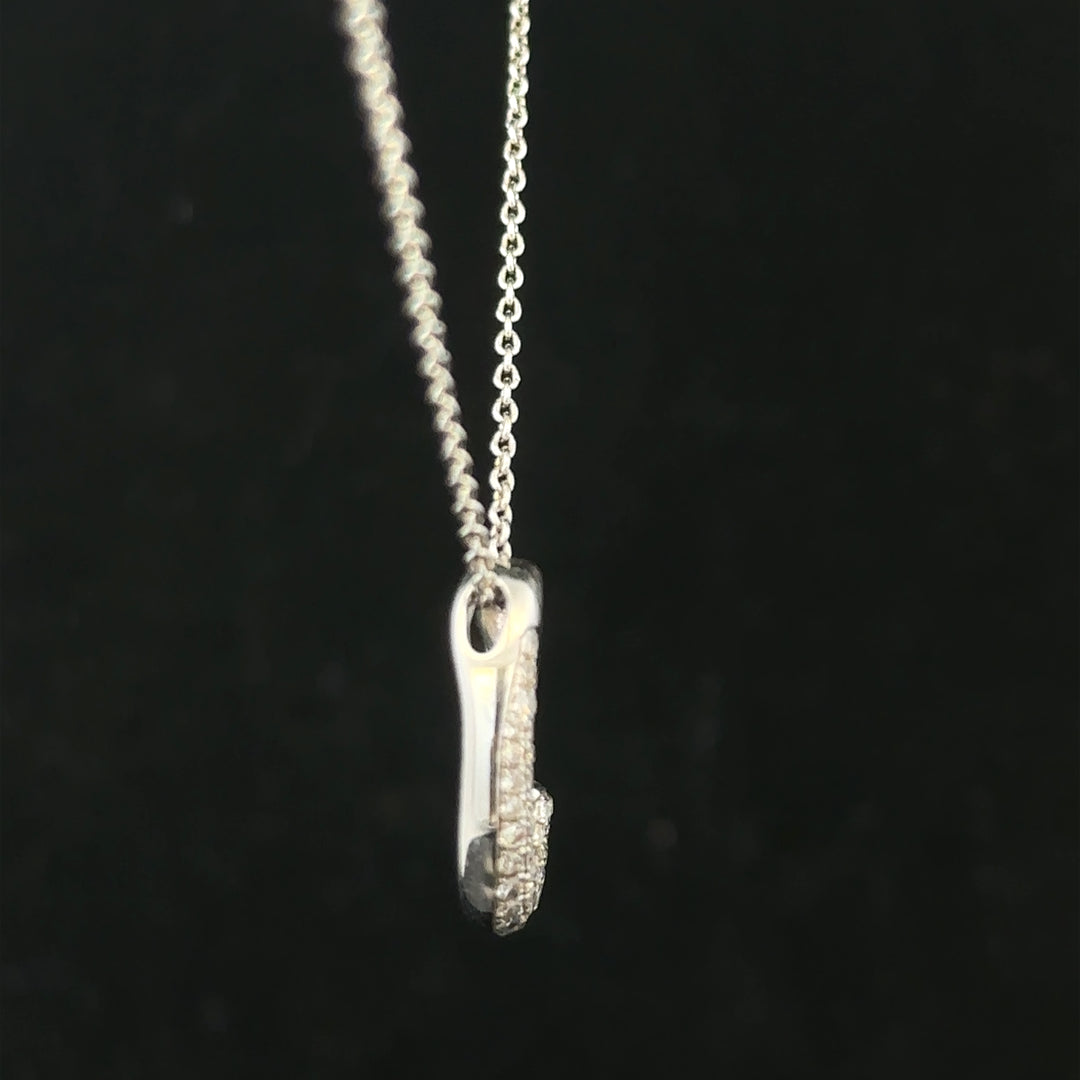 9ct white gold chain with a white gold and diamond pendant, showcasing elegant jewelry design and sparkling gemstone details.