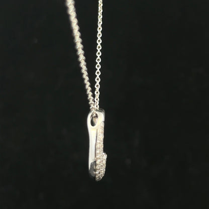 9ct white gold chain with a white gold and diamond pendant, showcasing elegant jewelry design and sparkling gemstone details.