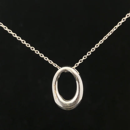 9ct white gold chain with a white gold and diamond pendant, featuring a delicate design and sparkling gemstone accents.