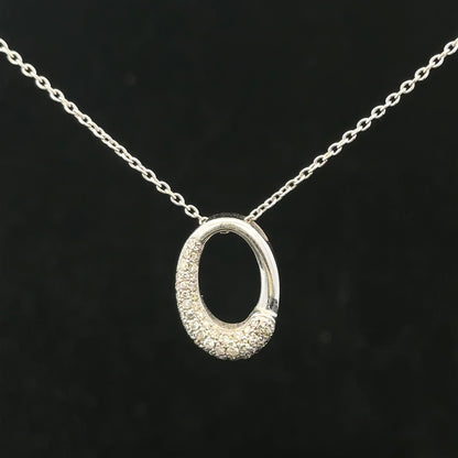 9ct white gold chain with a white gold and diamond pendant, showcasing elegant jewelry design and sparkling gemstones.