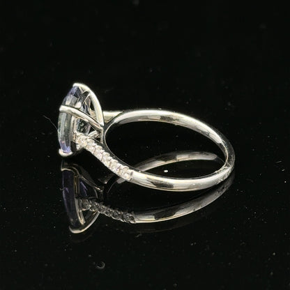 18ct white gold diamond ring size L1/2 with sparkling diamonds, showcasing elegant jewelry design.