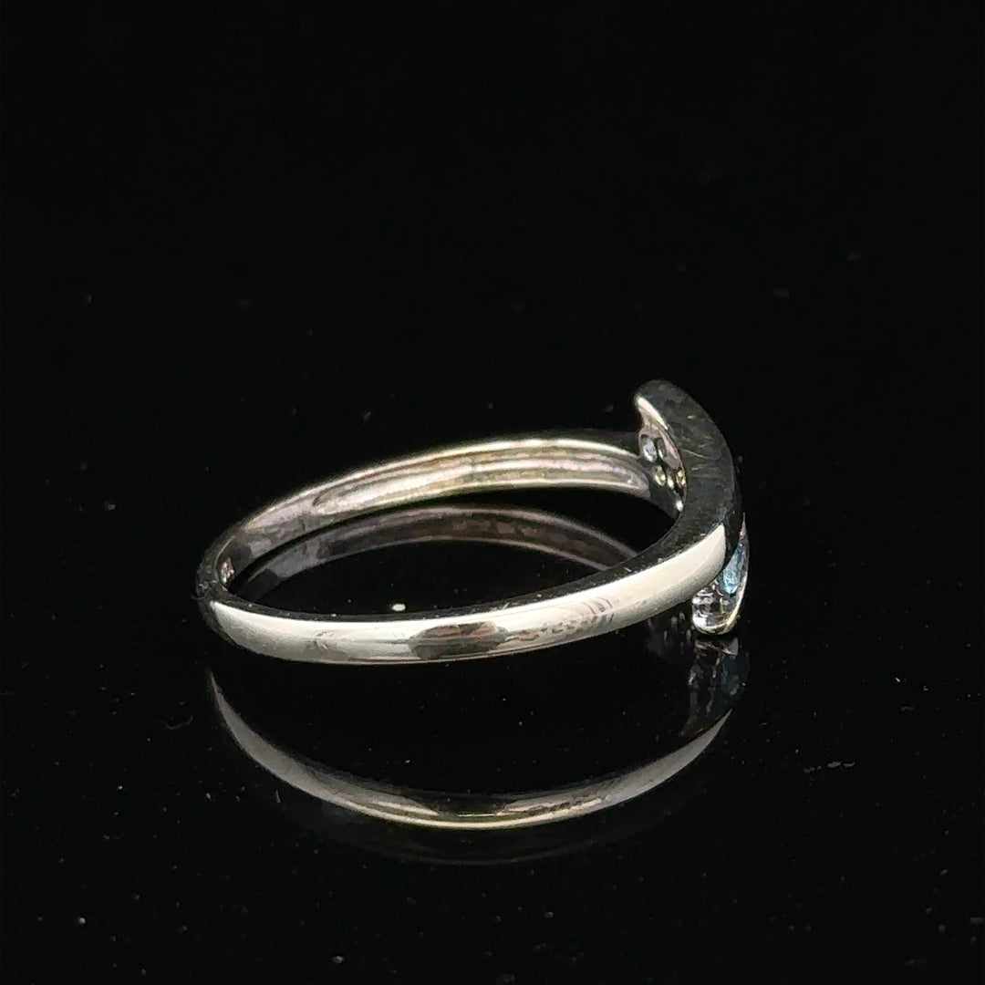 9ct white gold diamond ring size N1/2 with sparkling diamonds, showcasing a sleek and elegant design.