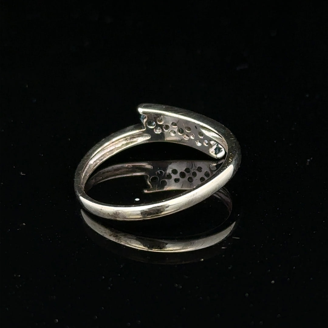 9ct white gold diamond ring size N1/2 with sparkling diamonds, showcasing elegant jewelry design and fine craftsmanship.