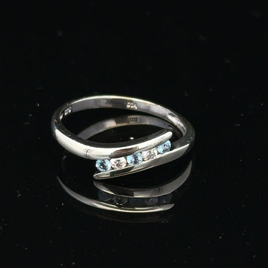 9ct white gold diamond ring size N1/2 with sparkling diamonds, showcasing a elegant and detailed jewelry design.