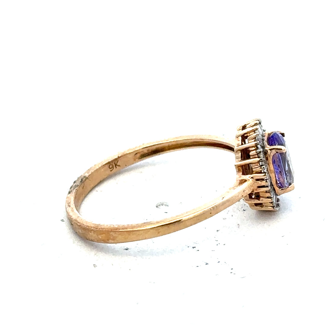 9ct yellow gold diamond ring in size T with sparkling diamonds, showcasing elegant jewelry design.