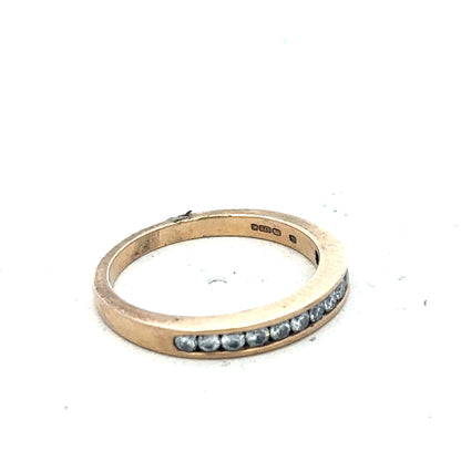 9ct yellow gold diamond ring with 1/4 carat diamond, size J 1/2, featuring a sleek and elegant design.