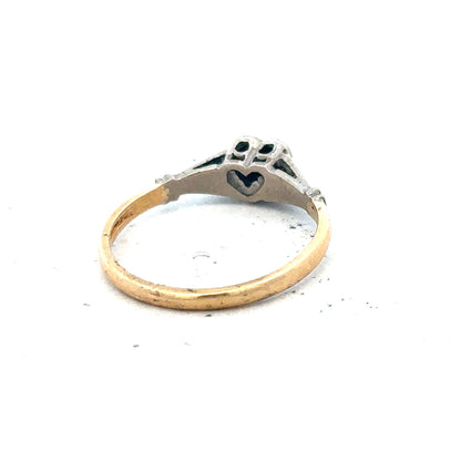 18ct yellow gold diamond ring in size N with sparkling diamonds, showcasing a elegant jewelry piece.