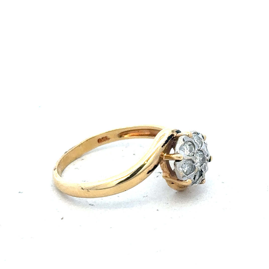 18ct yellow gold diamond ring size L1/2 featuring sparkling diamonds on a polished band.