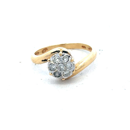 18ct yellow gold diamond ring size L1/2 with sparkling diamonds, showcasing elegant jewelry design and craftsmanship.