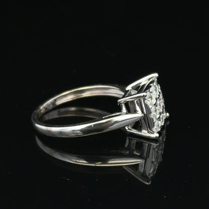 9ct white gold half carat diamond ring with a solitaire setting, showcasing a sparkling diamond on a sleek band.