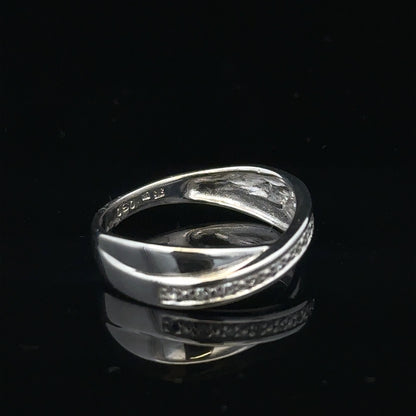 9ct white gold diamond ring size J1/2 with sparkling diamonds, showcasing elegant jewelry craftsmanship.