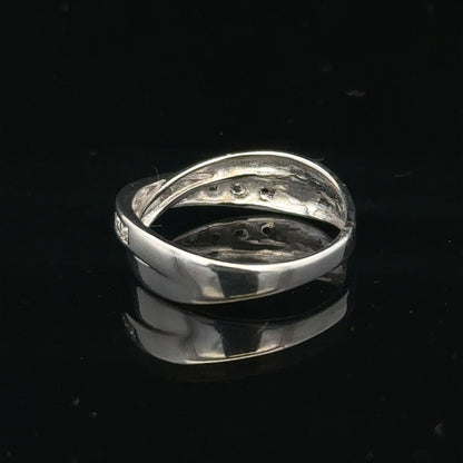 9ct white gold diamond ring size J1/2 with sparkling diamonds, sleek and elegant jewelry piece.