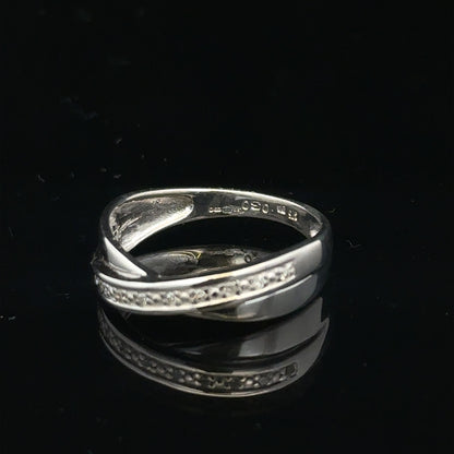 9ct white gold diamond ring size J1/2 with sparkling diamonds on a sleek band, unbranded jewelry for elegant style.