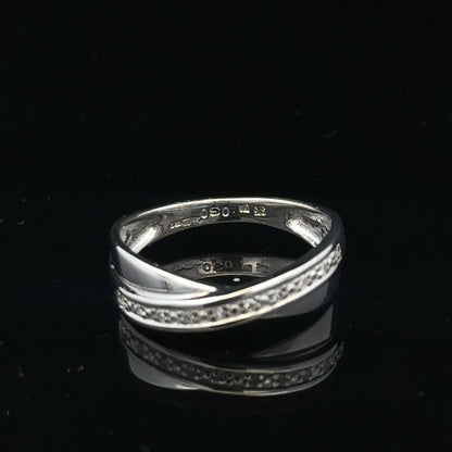 9ct white gold diamond ring size J1/2 with sparkling diamonds, showcasing elegant jewelry design and craftsmanship.