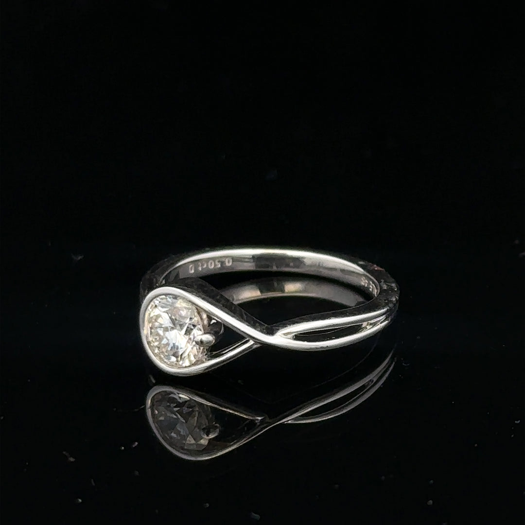 14ct white gold lab-grown diamond ring size I with sparkling diamonds and sleek design, shown on a white background.