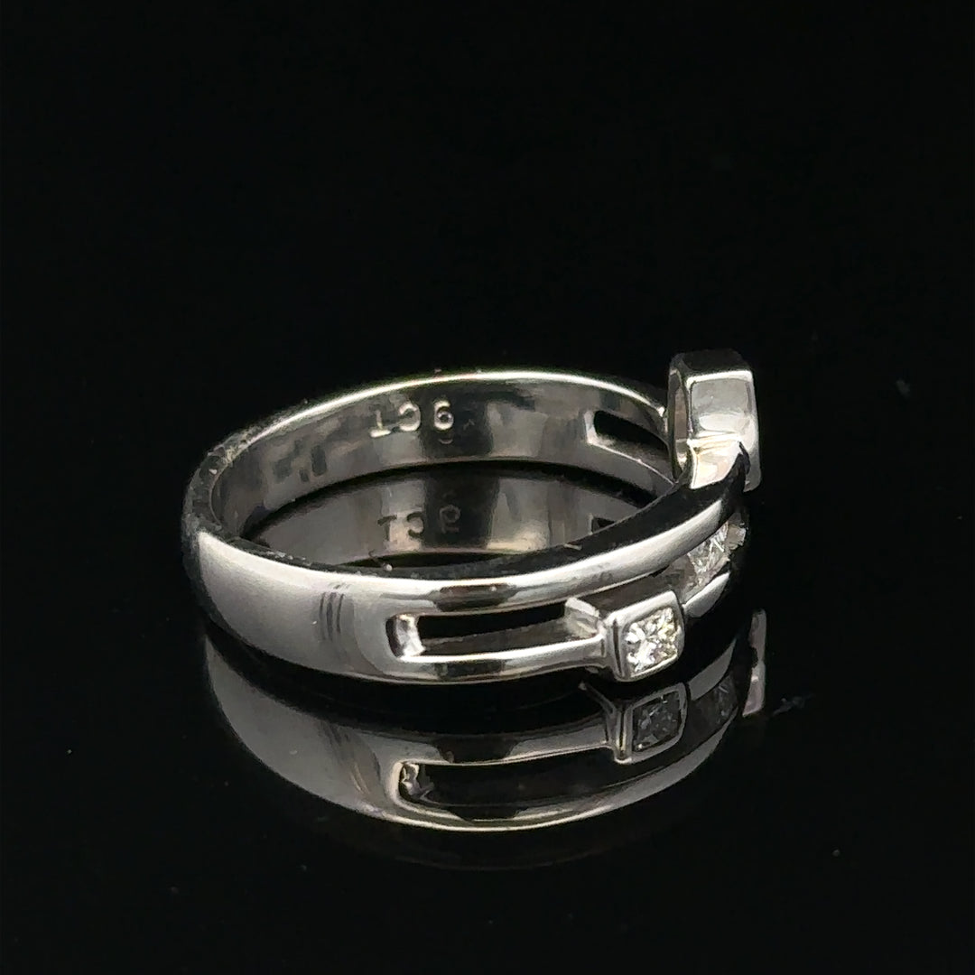 9ct white gold diamond ring in size N with sparkling diamonds, showcasing elegant jewelry design.