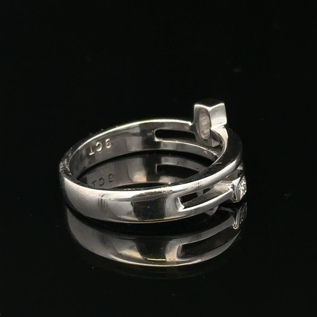 9ct white gold diamond ring in size N with sparkling diamonds, showcasing elegant jewelry craftsmanship.