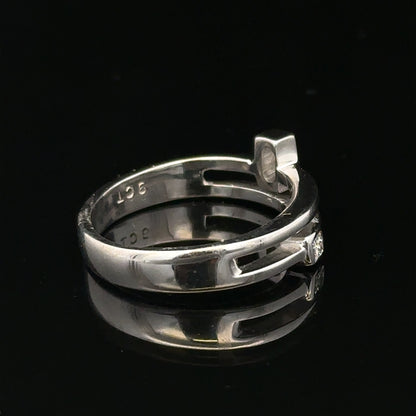 9ct white gold diamond ring in size N with sparkling diamonds, showcasing elegant jewelry craftsmanship.